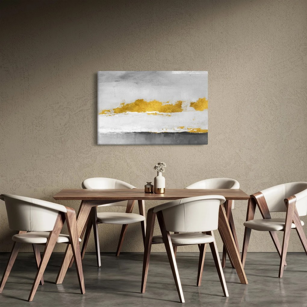 Obraz - Zlaté a šedé ťahy (90x60 cm)