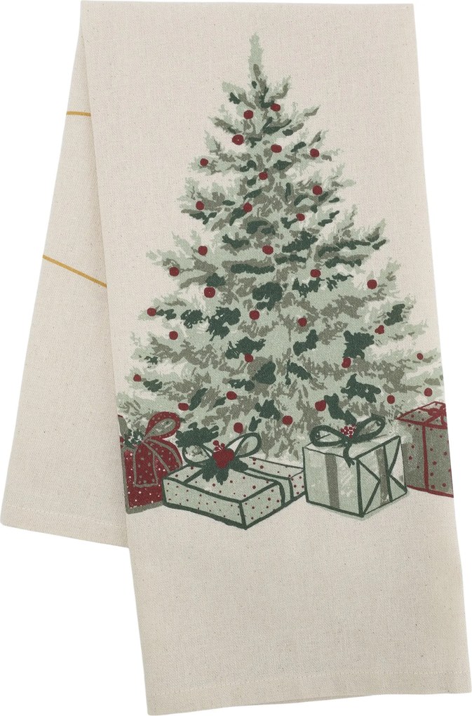 Béžová bavlnená utierka Aix s vianočným stromčekom Chic Antique – 50*70 cm