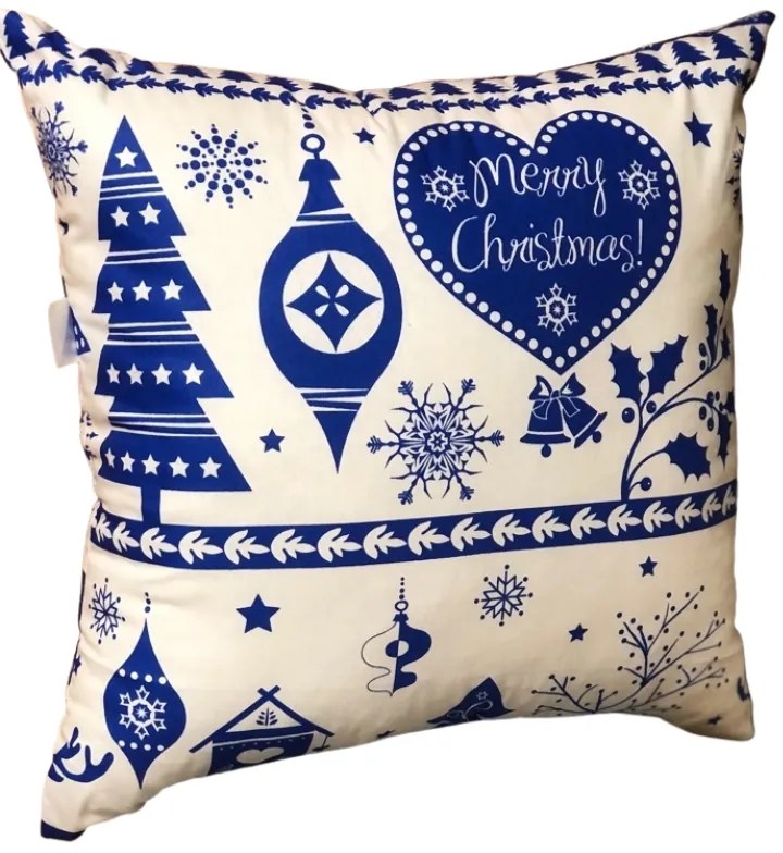 Vianočný vankúš X-Mas Modrý 40x40 cm