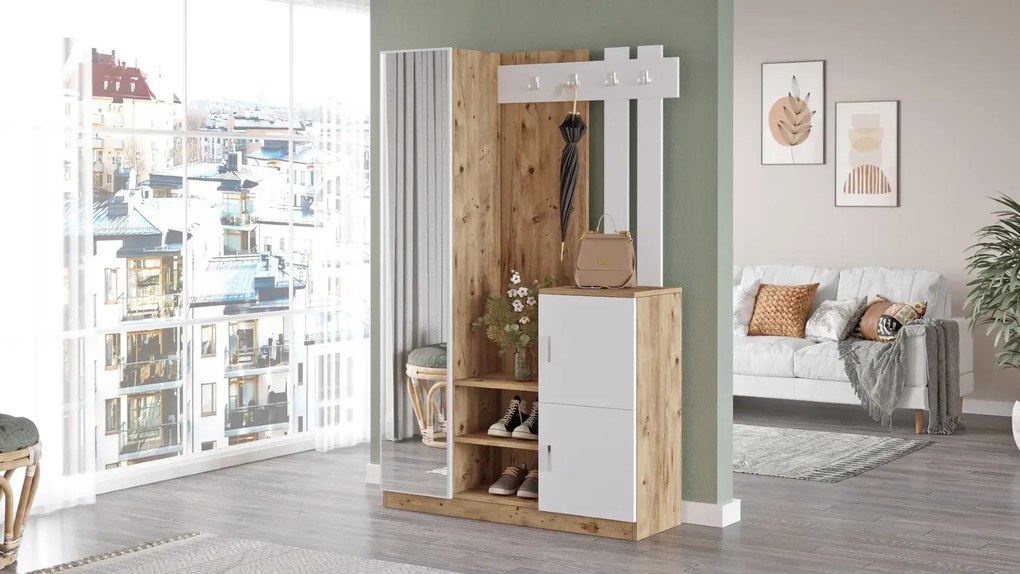 Předsíňová stěna Houseland Livia borovice Atlantic/bílá