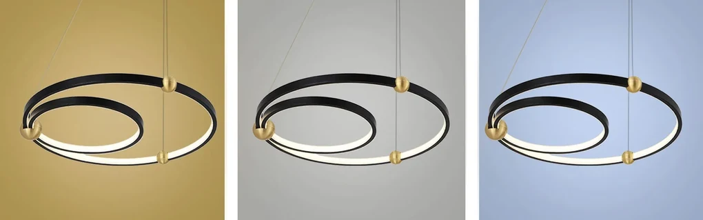 Toolight Toolight, LED závesné svietidlo Black Ring + diaľkové ovládanie APP692-30-50, čierna, OSW-06095
