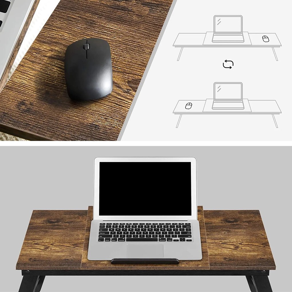 Stolík na notebook s nastaviteľným sklonom, rustikálny hnedý