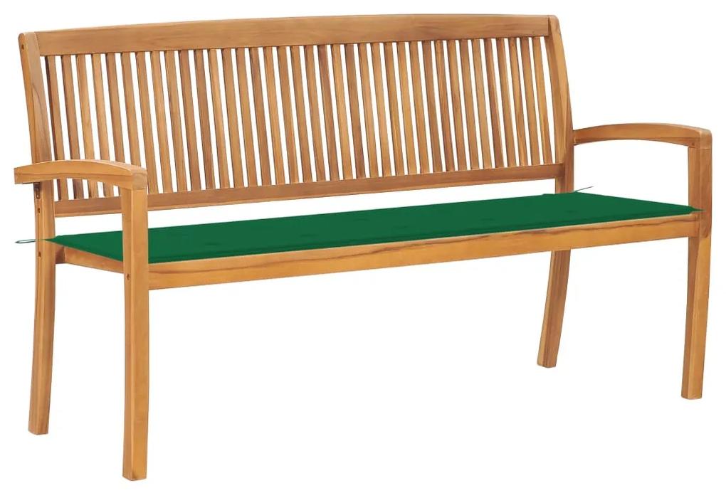 Stohovateľná záhradná lavička s podložkou 159 cm tíkový masív