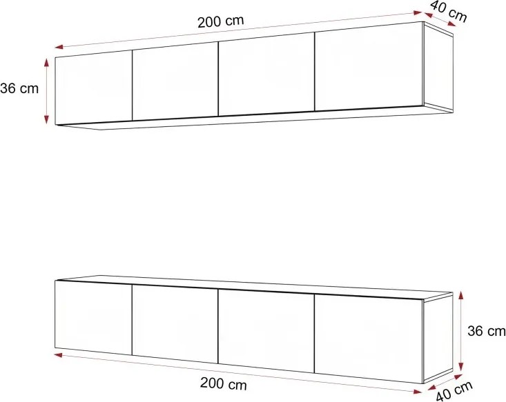 Závesná TV zostava Dorothy kašmír 200 cm