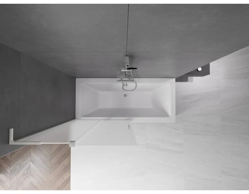 Mexen Velar L, 2-krídlová posuvná vaňová zástena 100 x 150 cm, 8mm sklo námraza, brúsená oceľ, 896-100-003-31-97