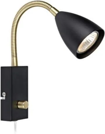 Čierne nástenné svietidlo s detailmi v mosadznej farbe Markslöjd Ciro Flex