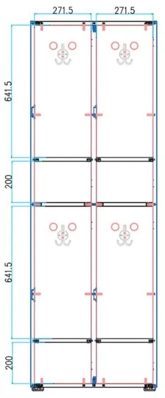 Drevená šatníková skrinka S4 s úložnými boxmi, 4 boxy, demont, cylindrický zámok, sivá/dub prírodný