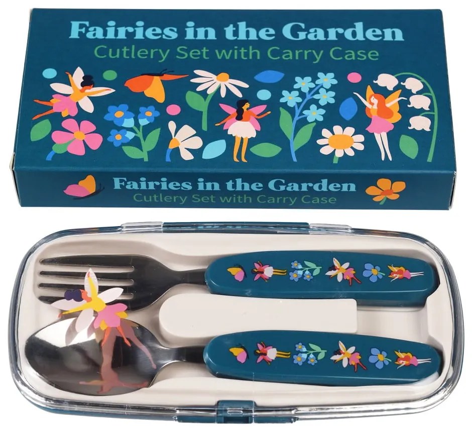 Modrý antikoro detský príbor 2 ks Fairies in the Garden – Rex London