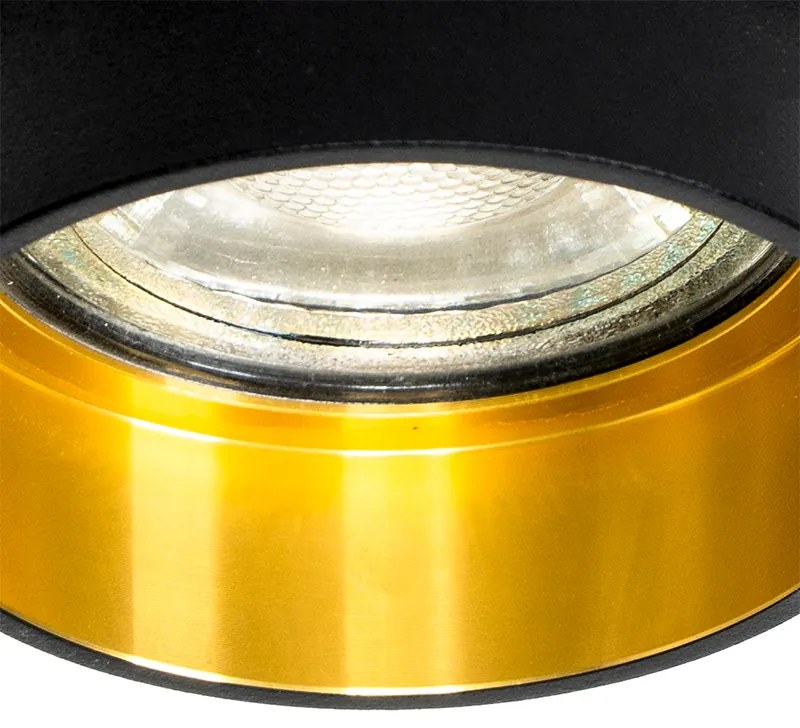 Sada 6 moderných zapustených bodových svetiel čierna so zlatým interiérom - Insta