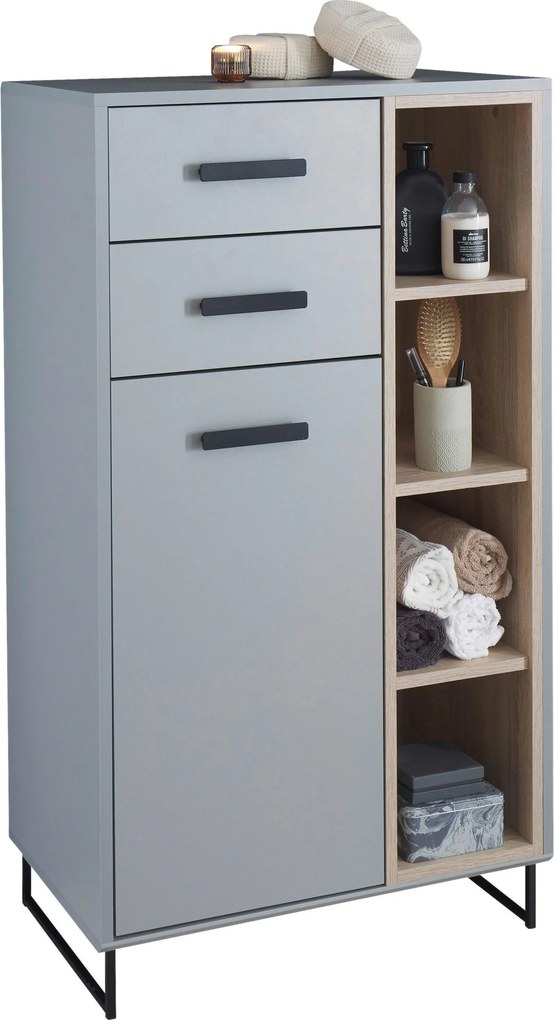 XXXLutz STREDNE VYSOKÁ SKRINKA, sivá, dub sonoma, 65/116/38 cm home24 - Online Only kúpeľne - 001279017405