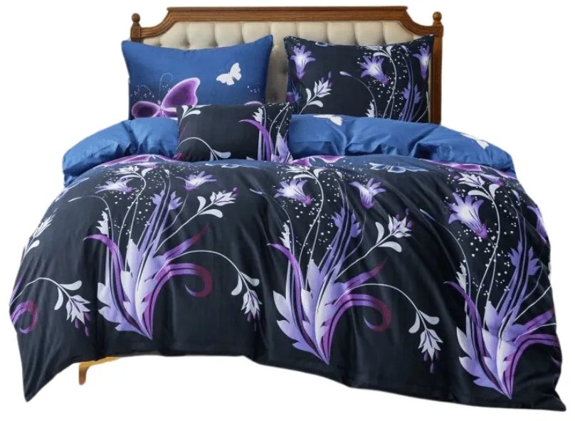 Obliečky z mikrovlákna VIOLET BUTTERFLY tmavo modré Rozmer obliečky: 70 x 90 cm | 140 x 220 cm