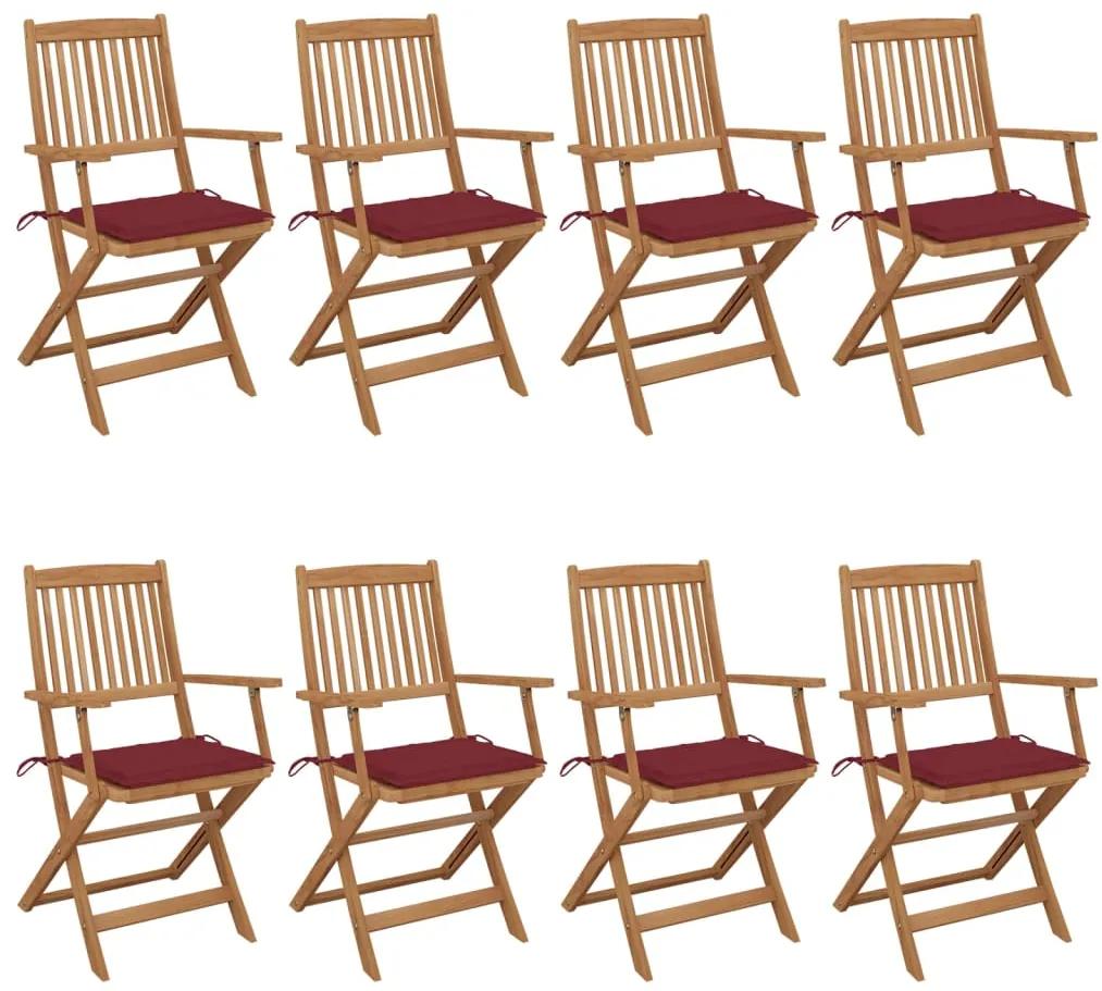 Skladacie záhradné stoličky 8 ks so sedákmi akáciový masív 3074976