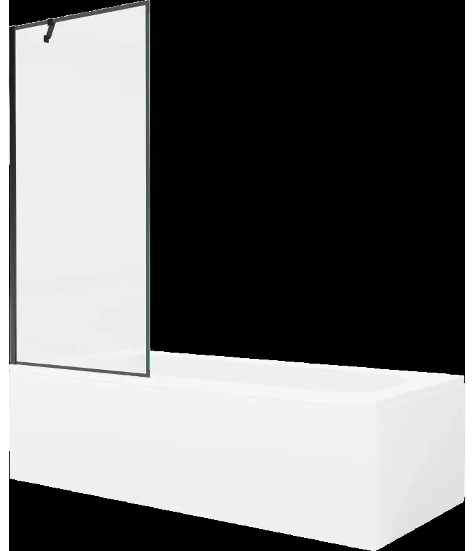Mexen Vega obdĺžniková vaňa 160 x 70 cm s obkladom a 1-krídlovou sprchovou zástenou 80 cm, Čierny vzor - 550116070X9508007070