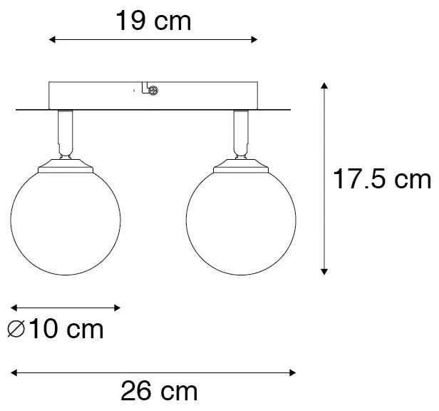 Moderné bodové svetlo čierne s dymovým sklom 2-žiarovkové - Atény