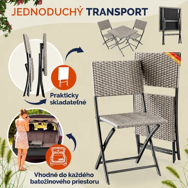 InternetovaZahrada Ratanový balkonový set - krémový