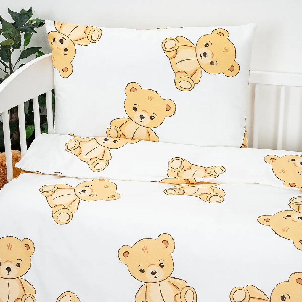 4Home Detské bavlnené obliečky do postieľky Teddies, 100 x 135 cm, 40 x 60 cm
