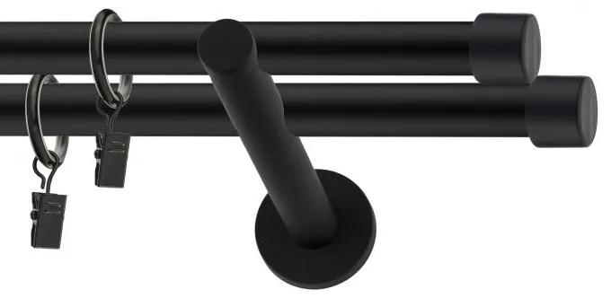Dekorstudio Garniža dvojradová LUNA čierna-matná 19mm Dĺžka: 120cm, Typ príslušenstva: Krúžky tiché so štipcami