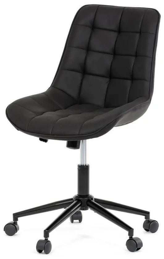 Kancelárske kreslo KA-V3120 BK3, čierna látka s koženým dekorom
