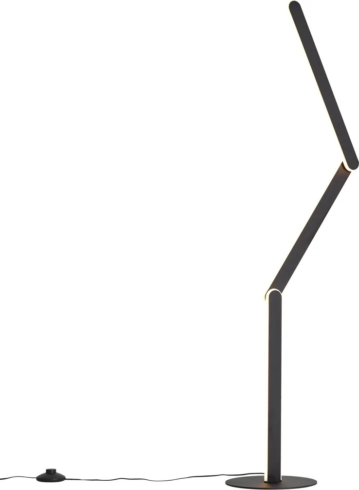 Dizajnová stojaca lampa čierna vrátane LED s 3-stupňovým stmievaním - Gate