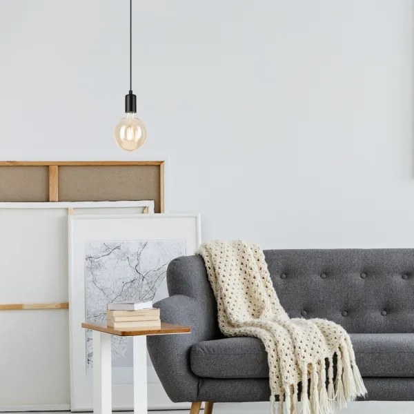 Luster na lanku ASTRID 1xE27/60W/230V matná čierna