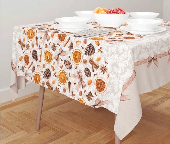 Elegance Digital Vianoce - Obrus - Škorica a pomaranče