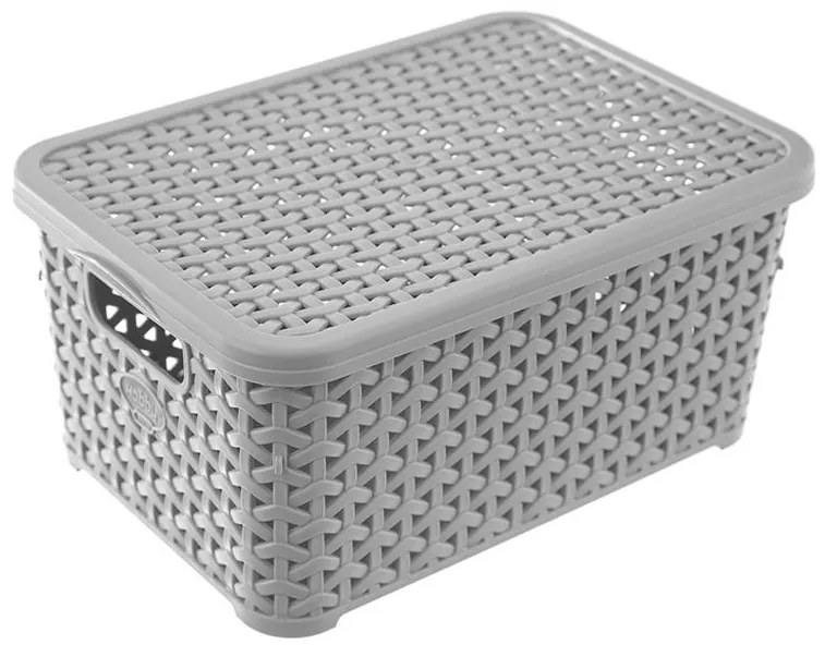Úložný box, ratanový košík, HOBBY s vekom, sivý 6 l - 29 x 20 x 13 cm