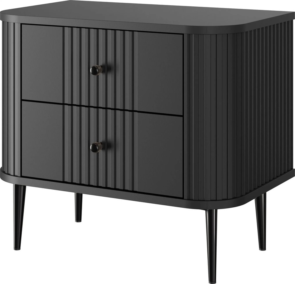 Nočné stolíky Vesper 56 cm - 2 ks - čierna / čierne nožičky