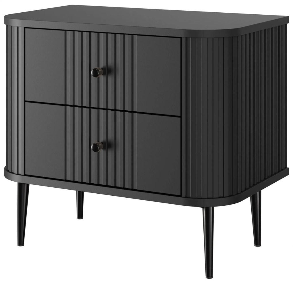 Nočné stolíky Vespera 56 cm - 2 ks - čierna / čierne nožičky