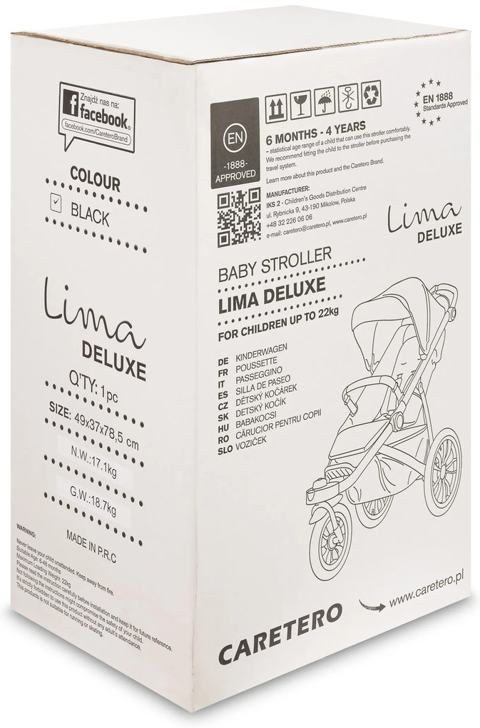 Športový Kočík Caretero Lima Deluxe Black