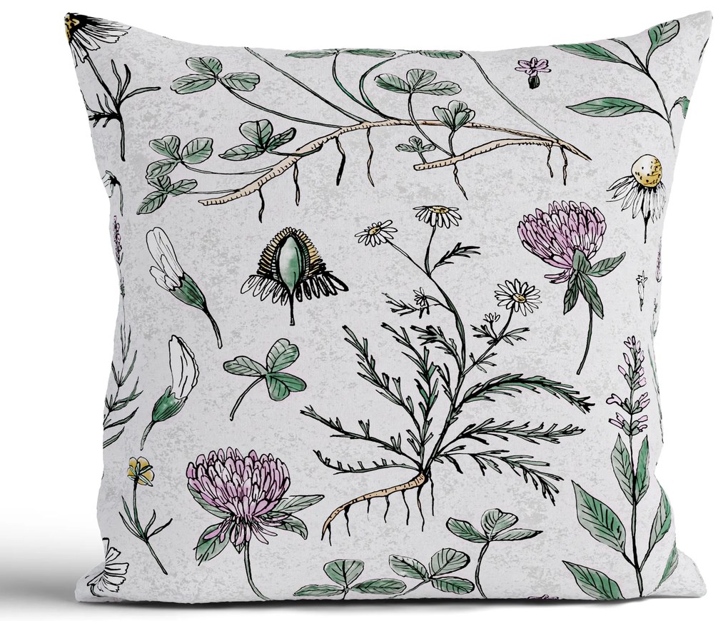 Bavlnená obliečka na vankúš Renforcé 40 × 40 cm - Herbár sivý