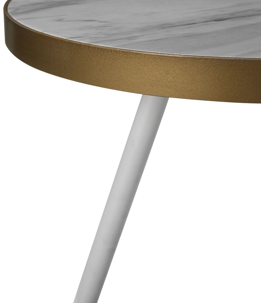Odkladací stolík s mramorovým efektom biela/zlatá RAMONA Beliani