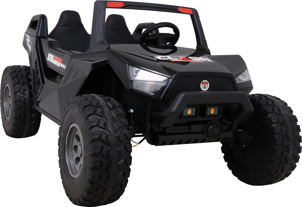 Ramiz Clash batériový kočík pre 2 deti čierny + diaľkové ovládanie + pohon 4x4 + nastavenie sedadla + rádio MP3 + LED