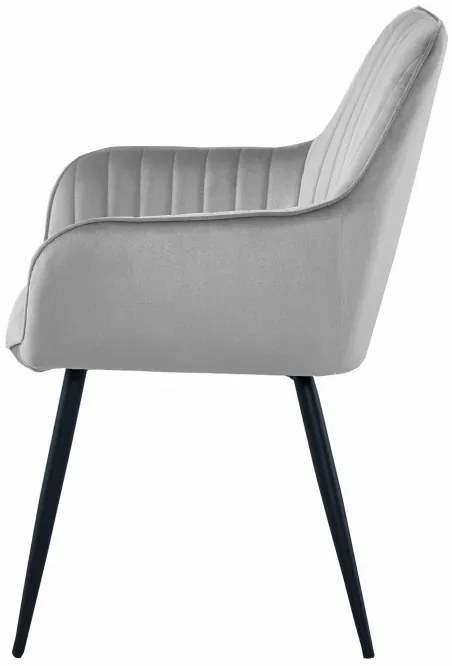 Set dvoch jedálenských stoličiek SOLDEN zamatové strieborné / sivé (čierne nohy) (2ks)