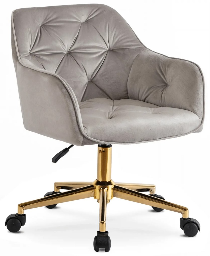 Otočné kreslo KONOR zamat sivá/zlatá