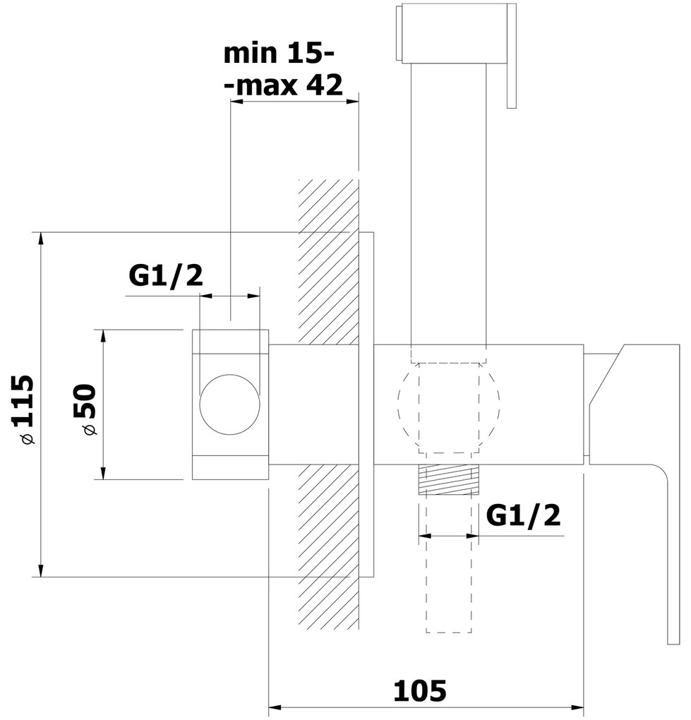 Bruckner, SIEGER podomietková batéria s bidetovou spŕškou, guľatá, chrómová, 914.007.1