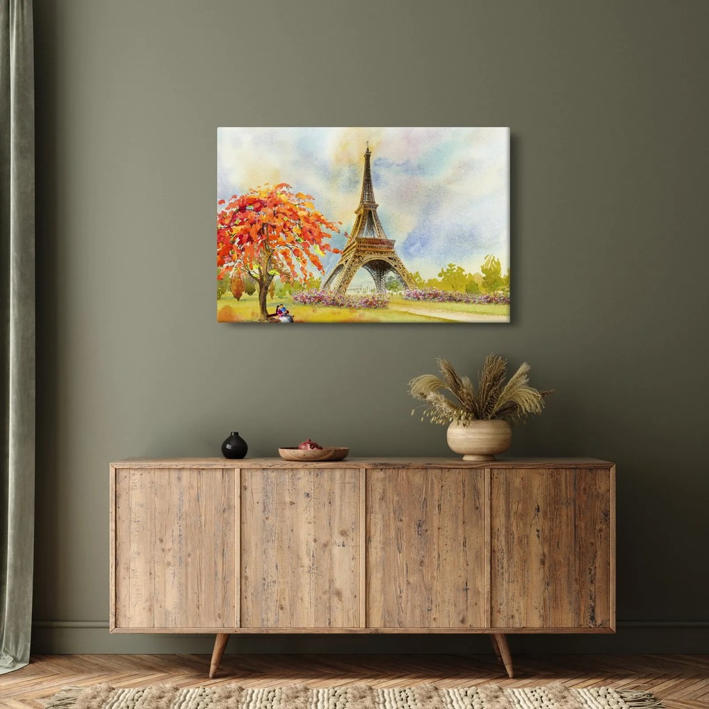 Maľovaný obraz Eiffelovej veže (90x60 cm)