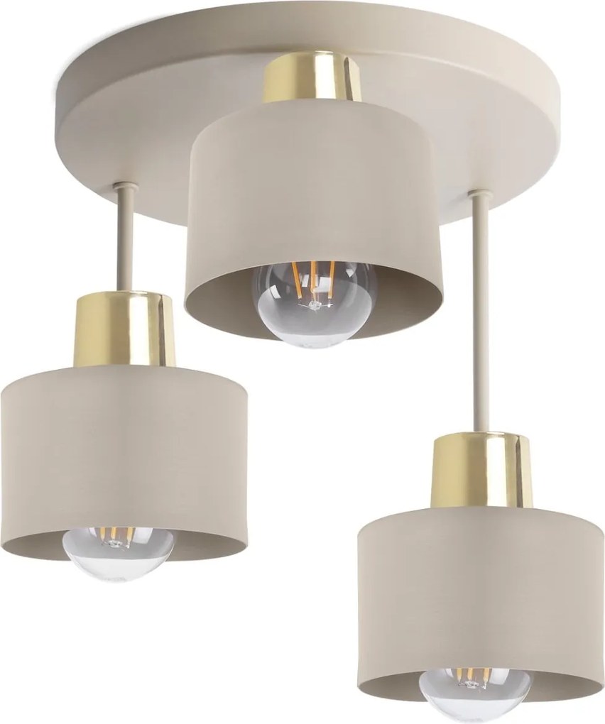 Stropné svietidlo Panta, 3x béžové kovové tienidlo, g, o