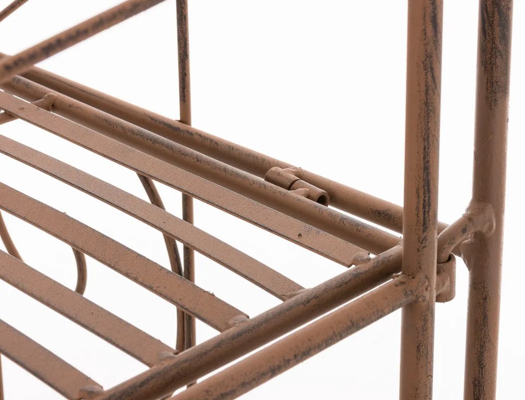 Kovová polica regál Lenja - Hnedá antik