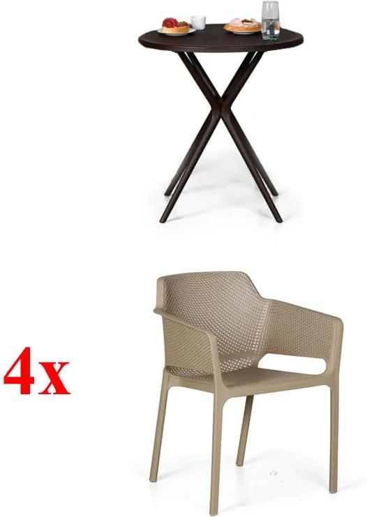 4x stoličky Rustic, béžová + stolík Coffee Time ZADARMO
