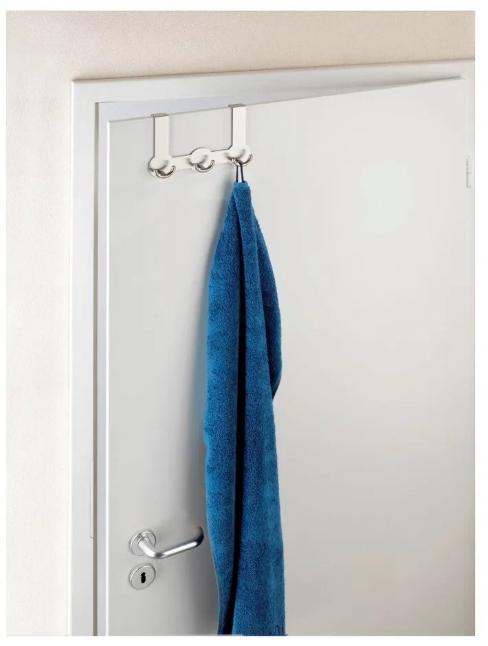 Závesný vešiak na dvere s 3 háčikmi v striebornej farbe Wenko Rondo