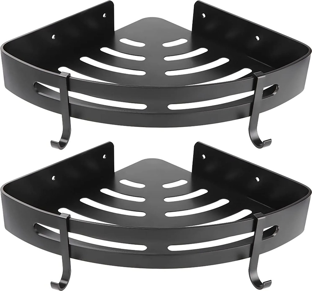 Čierna rohová polička do kúpeľne MYZEA - 2 kusy