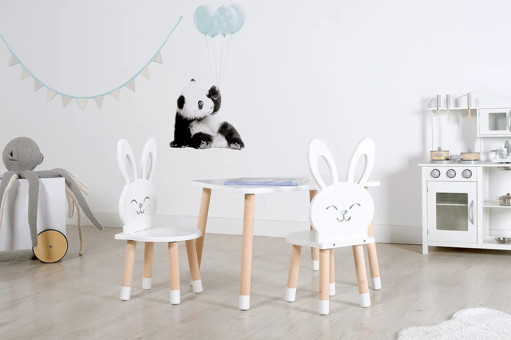 Detský stôl so stoličkami - Zajac - biely Kids table set - Rabbit