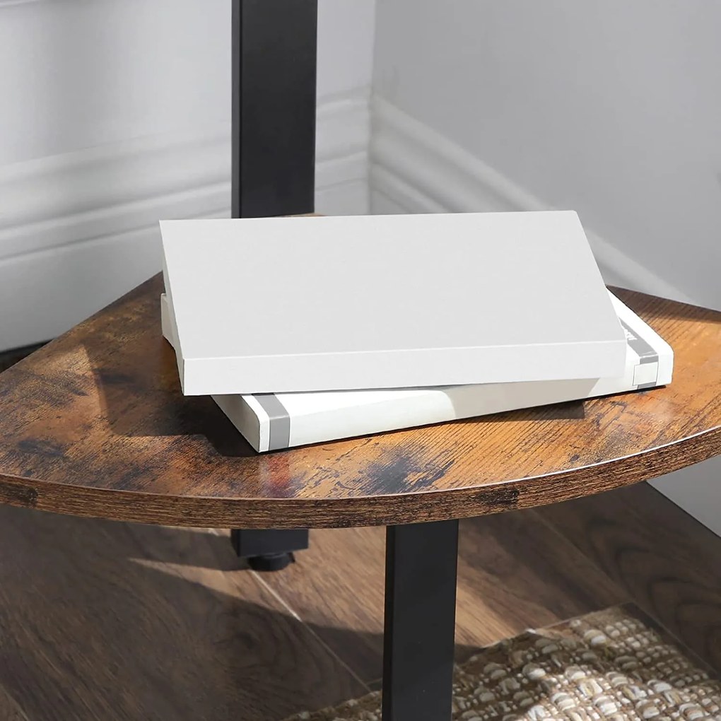 Rohová polica, regál 5-úrovňový, rustikálny hnedý