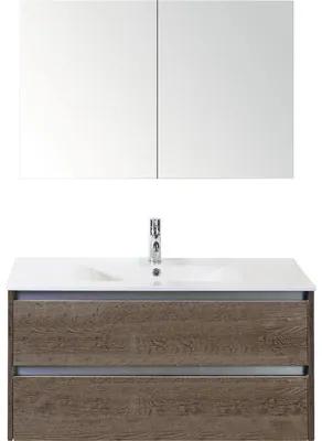 Kúpeľňový nábytkový set Sanox Dante farba čela tabacco ŠxVxH 101 x 170 x 46 cm s keramickým umývadlom a zrkadlovou skrinkou