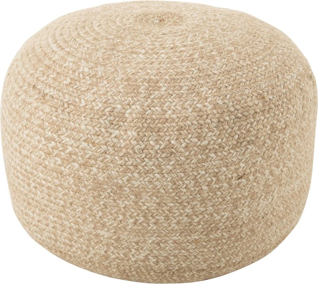 Vonkajší prírodno-krémový okrúhly puf Miami Outdoor - Ø 50*35 cm