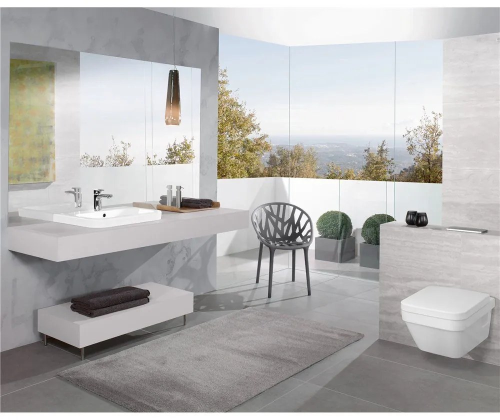 VILLEROY &amp; BOCH Architectura závesné WC s hlbokým splachovaním bez vnútorného okraja (hranatý dizajn), 370 x 530 mm, biela alpská, 5685R001