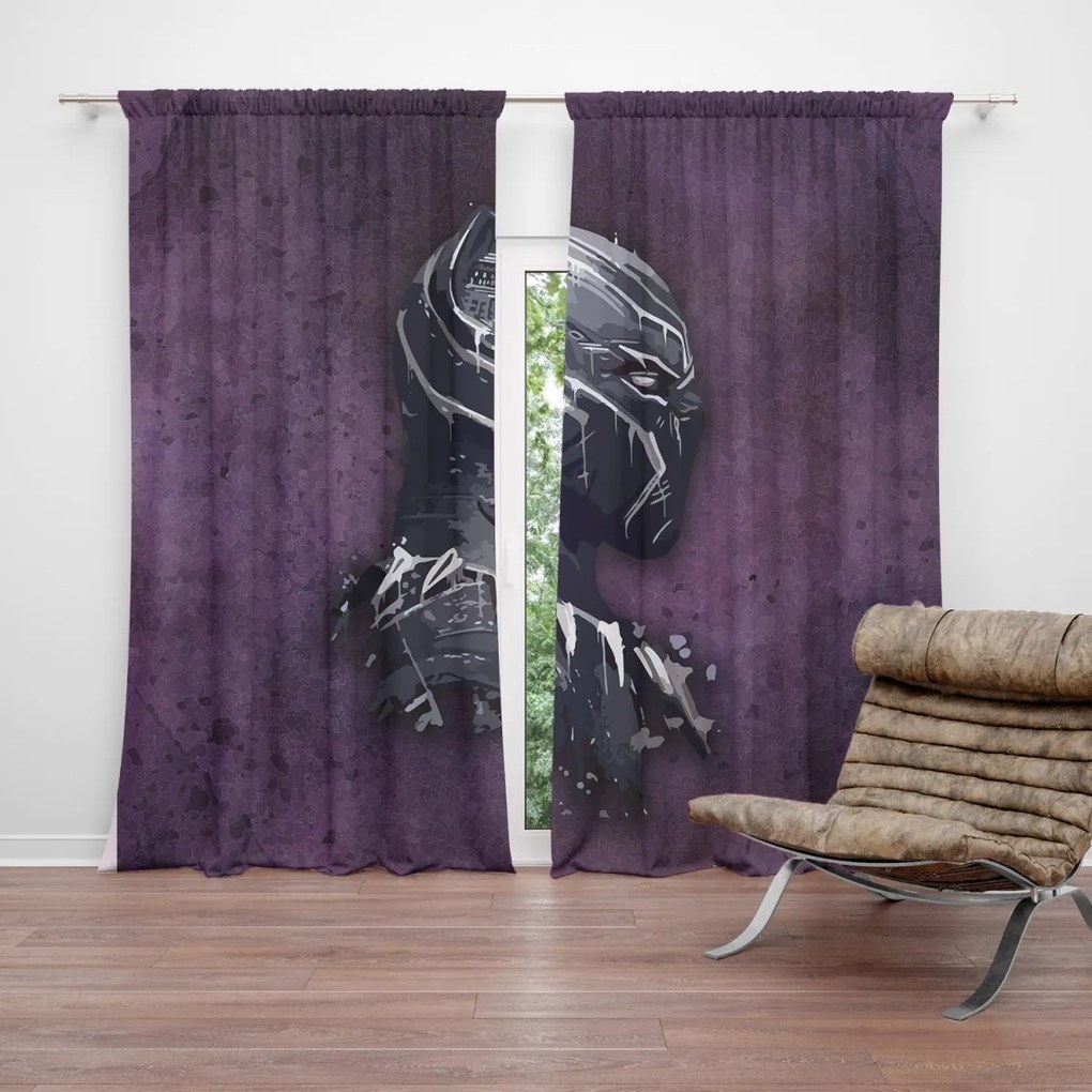 Sablio Záves BLACK PANTHER z profilu Fialový hmlistý: 2ks 140x250cm