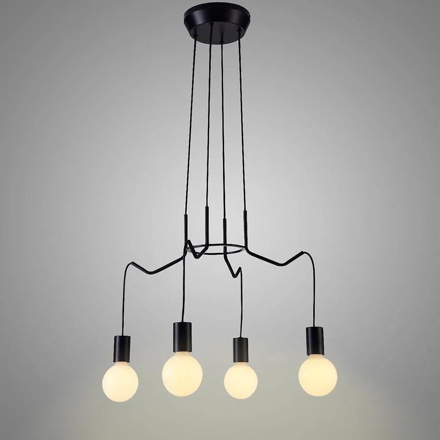 Basso Závesné svietidlo 4x40w E27 Čierna matná
