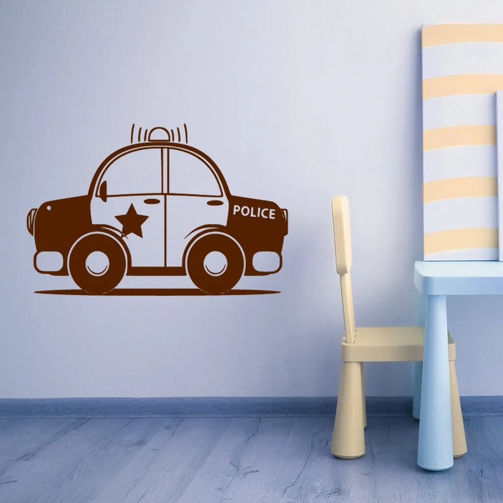 Veselá Stena Samolepka Autíčko policajné Farba: bílá, Veľkosť: 100 x 64 cm