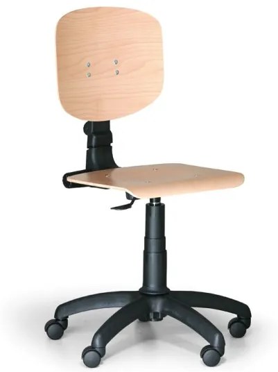 Antares Pracovná drevená stolička - plastový kríž, kolieska